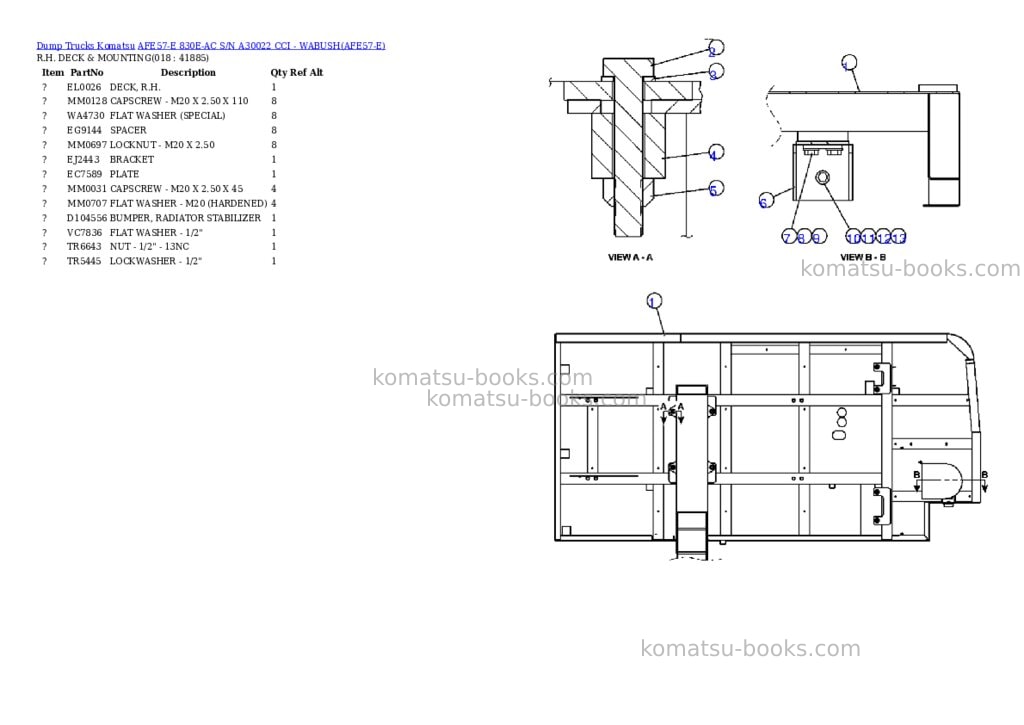 Komatsu afe57-e 830e-ac s/n a30022 cci - wabush Parts catalog cover Page 9 Komatsu afe57-e 830e-ac s/n a30022 cci - wabush Parts catalog cover Page 9