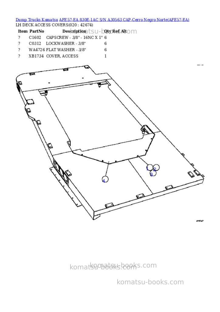 Komatsu afe57-ea 830e-1ac s/n a30563 cap-cerro negro norte Parts catalog cover Page 10