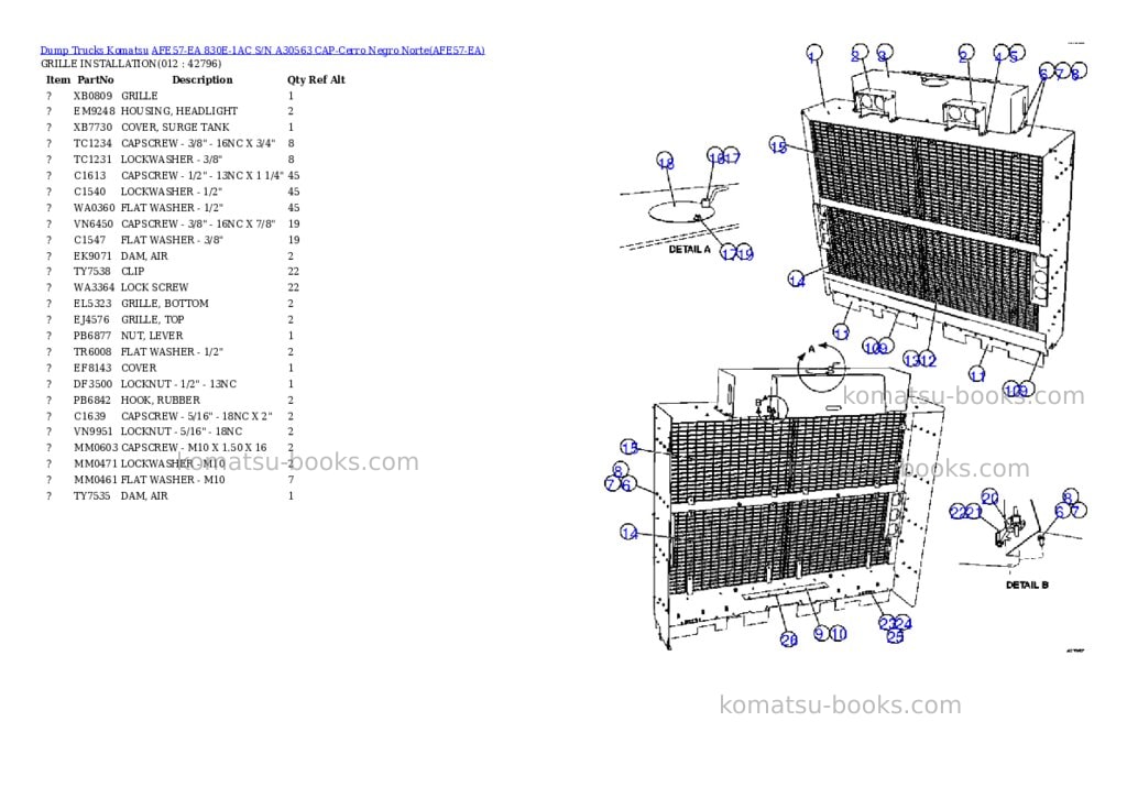 Komatsu afe57-ea 830e-1ac s/n a30563 cap-cerro negro norte Parts catalog cover Page 6