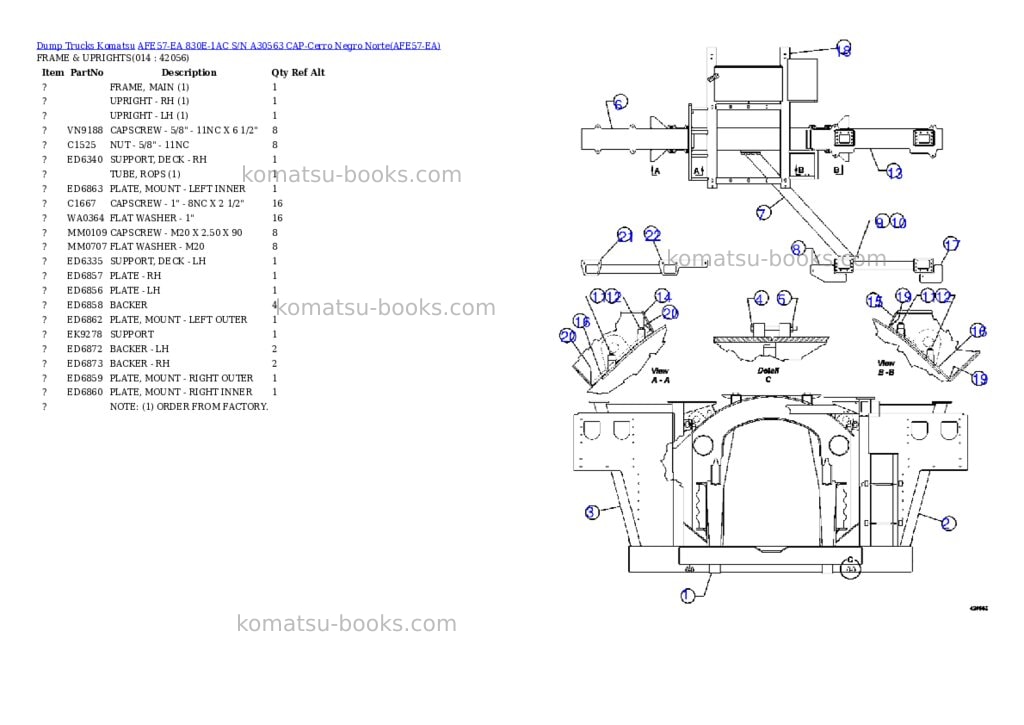 Komatsu afe57-ea 830e-1ac s/n a30563 cap-cerro negro norte Parts catalog cover Page 7
