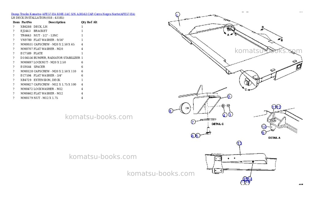 Komatsu afe57-ea 830e-1ac s/n a30563 cap-cerro negro norte Parts catalog cover Page 9