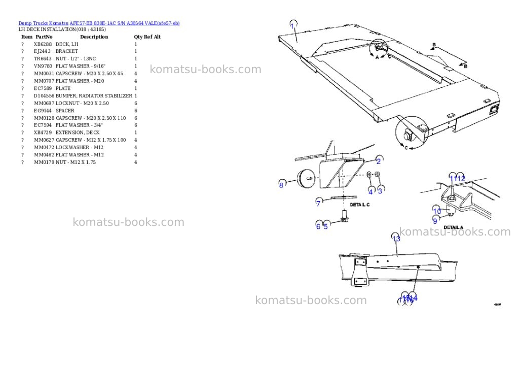 Komatsu AFE57-EB 830E-1AC S/N A30564 VALE Parts catalog cover Page 10