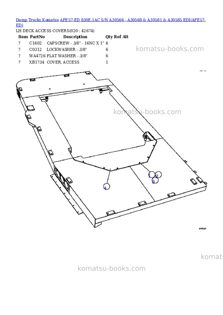 Komatsu afe57-ed 830e-1ac s/n a30566 - a30568 & a30581 & a30585 edi Parts catalog cover Page 10