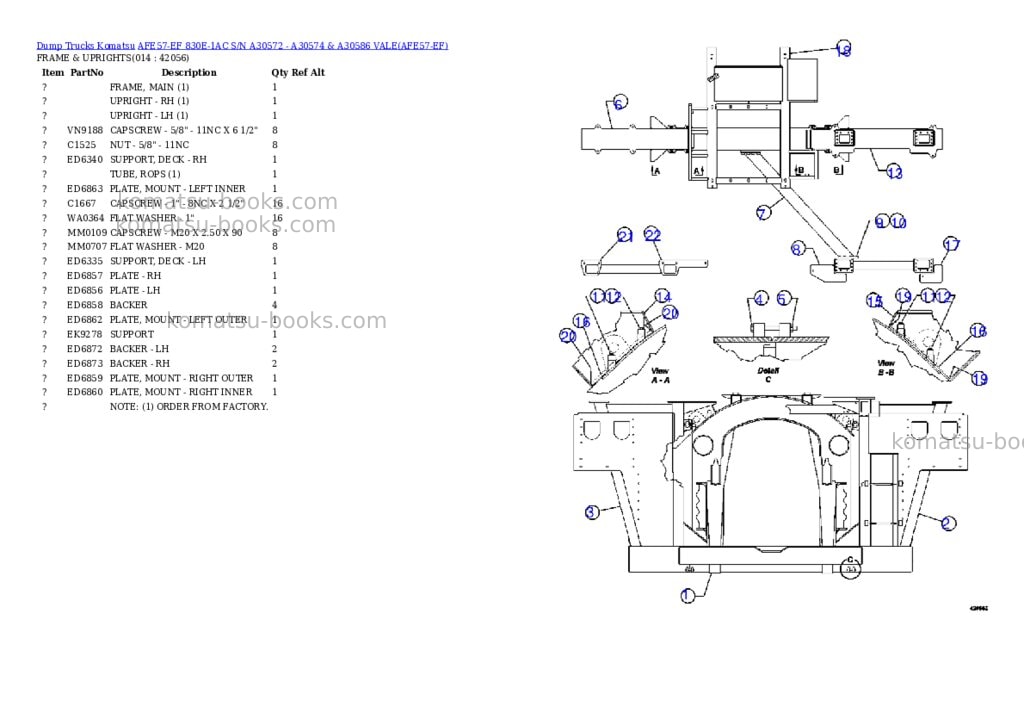Komatsu afe57-ef 830e-1ac s/n a30572 - a30574 & a30586 vale Parts catalog cover Page 7