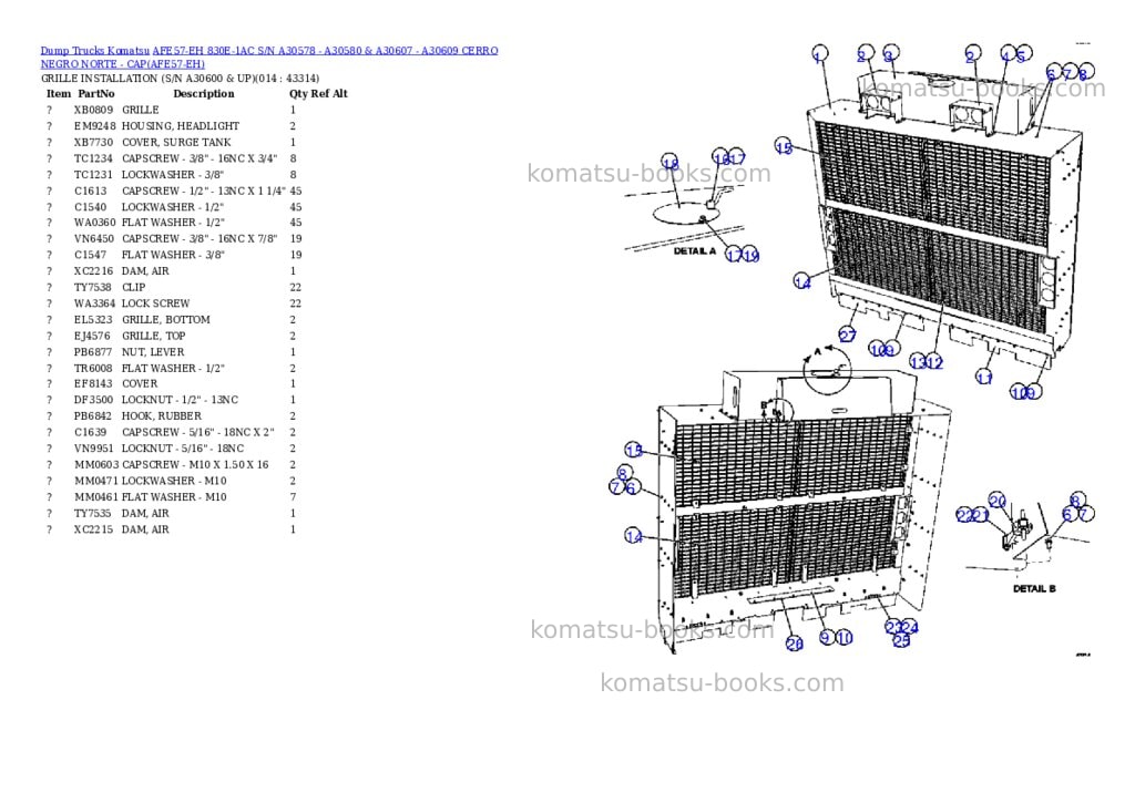 Komatsu afe57-eh 830e-1ac s/n a30578 - a30580 & a30607 - a30609 cerro negro norte - cap Parts catalog cover Page 7 Komatsu afe57-eh 830e-1ac s/n a30578 - a30580 & a30607 - a30609 cerro negro norte - cap Parts catalog cover Page 7