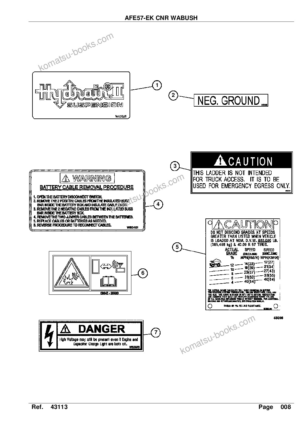 Komatsu afe57-ek 830e-1ac s/n a30589 cnr wabush Parts catalog cover Page 10