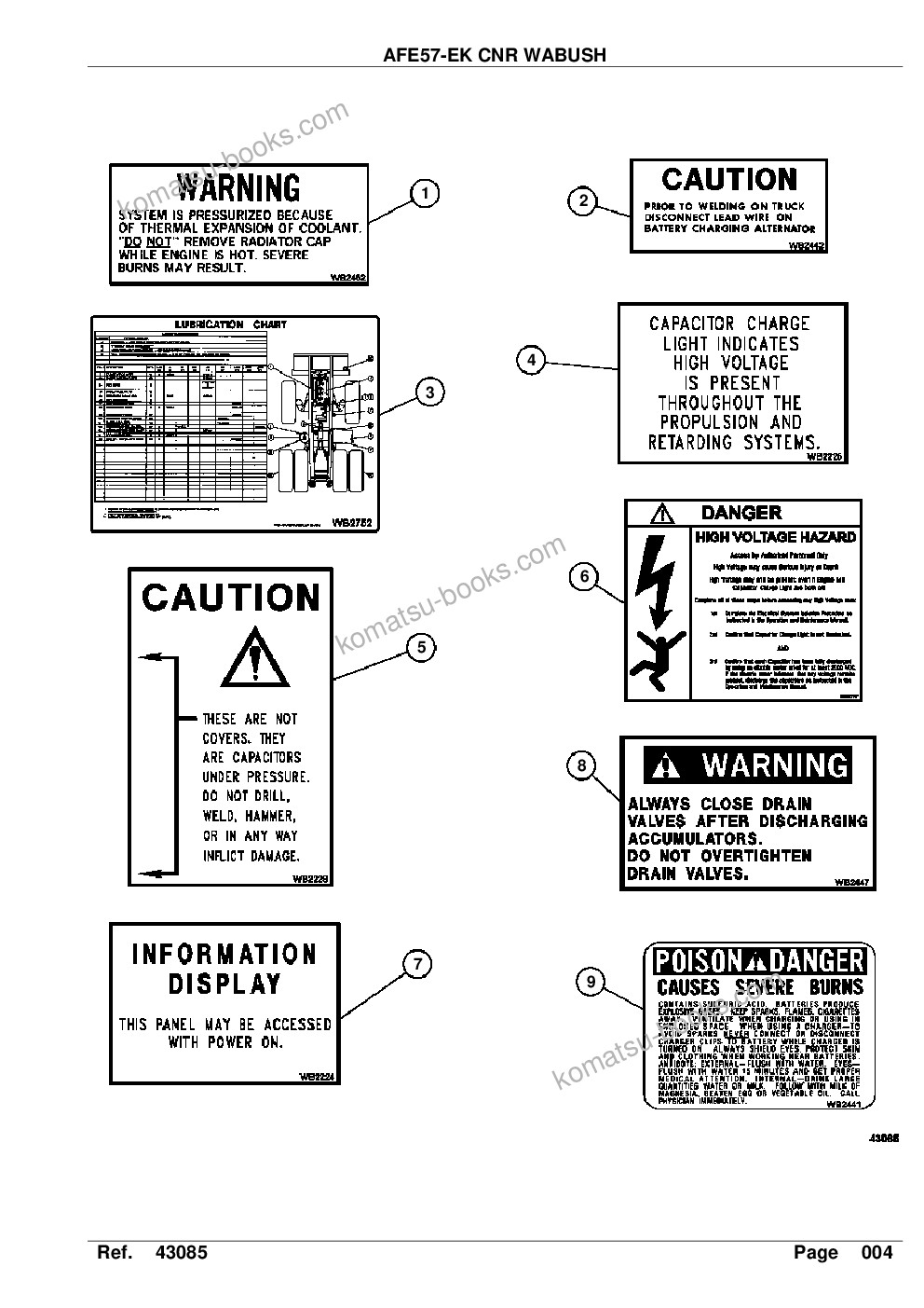 Komatsu afe57-ek 830e-1ac s/n a30589 cnr wabush Parts catalog cover Page 6