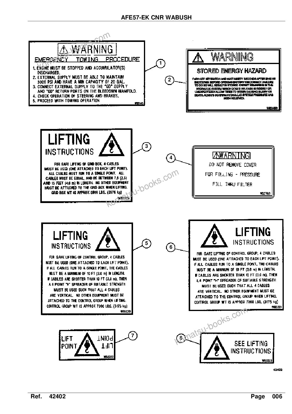 Komatsu afe57-ek 830e-1ac s/n a30589 cnr wabush Parts catalog cover Page 8