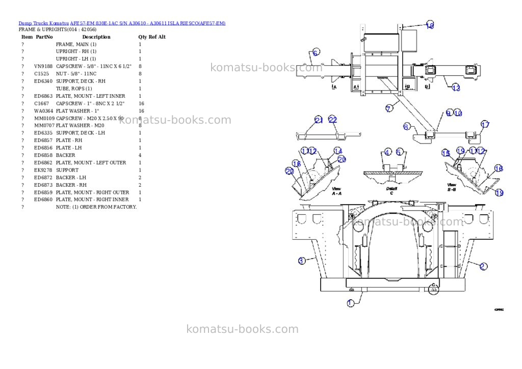 Komatsu afe57-em 830e-1ac s/n a30610 - a30611 isla riesco Parts catalog cover Page 7