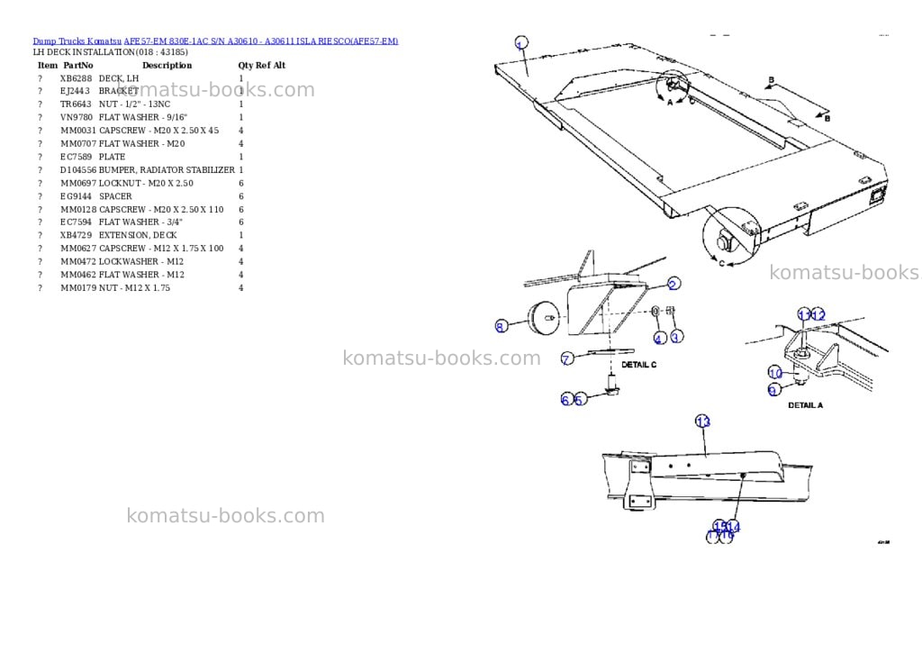 Komatsu afe57-em 830e-1ac s/n a30610 - a30611 isla riesco Parts catalog cover Page 9