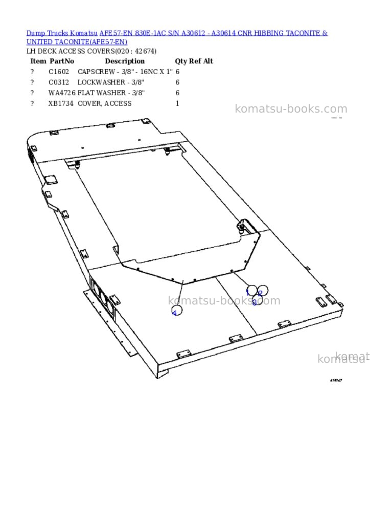 Komatsu afe57-en 830e-1ac s/n a30612 - a30614 cnr hibbing taconite & united taconite Parts catalog cover Page 10