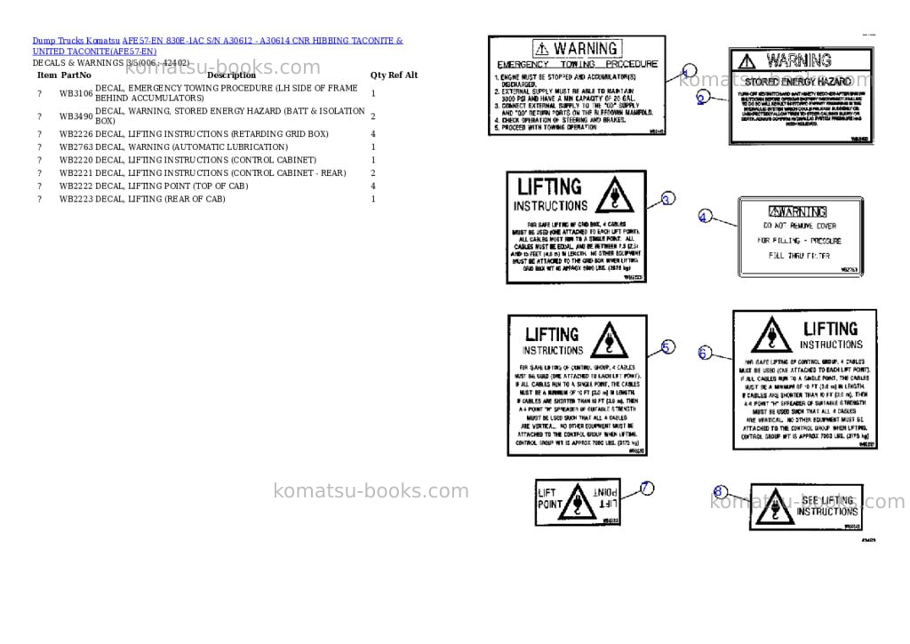 Komatsu afe57-en 830e-1ac s/n a30612 - a30614 cnr hibbing taconite & united taconite Parts catalog cover Page 3