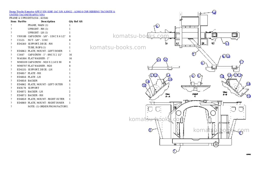 Komatsu afe57-en 830e-1ac s/n a30612 - a30614 cnr hibbing taconite & united taconite Parts catalog cover Page 7
