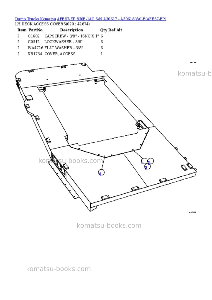 Komatsu afe57-ep 830e-1ac s/n a30617 - a30618 vale Parts catalog cover Page 10