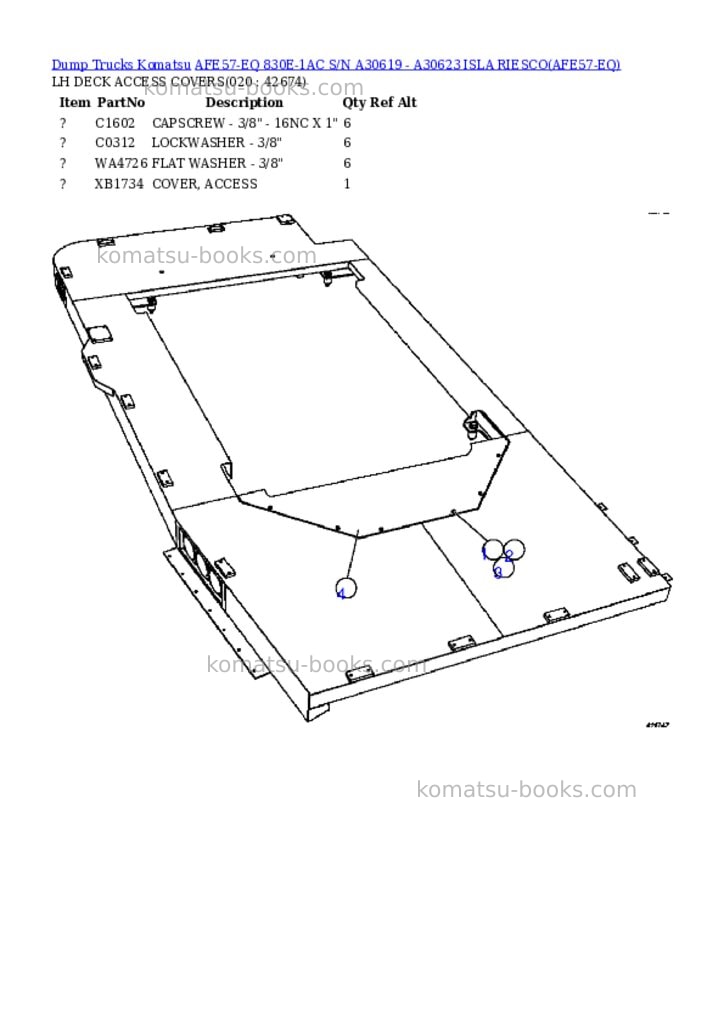 Komatsu afe57-eq 830e-1ac s/n a30619 - a30623 isla riesco Parts catalog cover Page 10