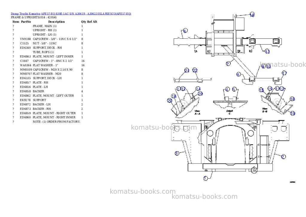 Komatsu afe57-eq 830e-1ac s/n a30619 - a30623 isla riesco Parts catalog cover Page 7