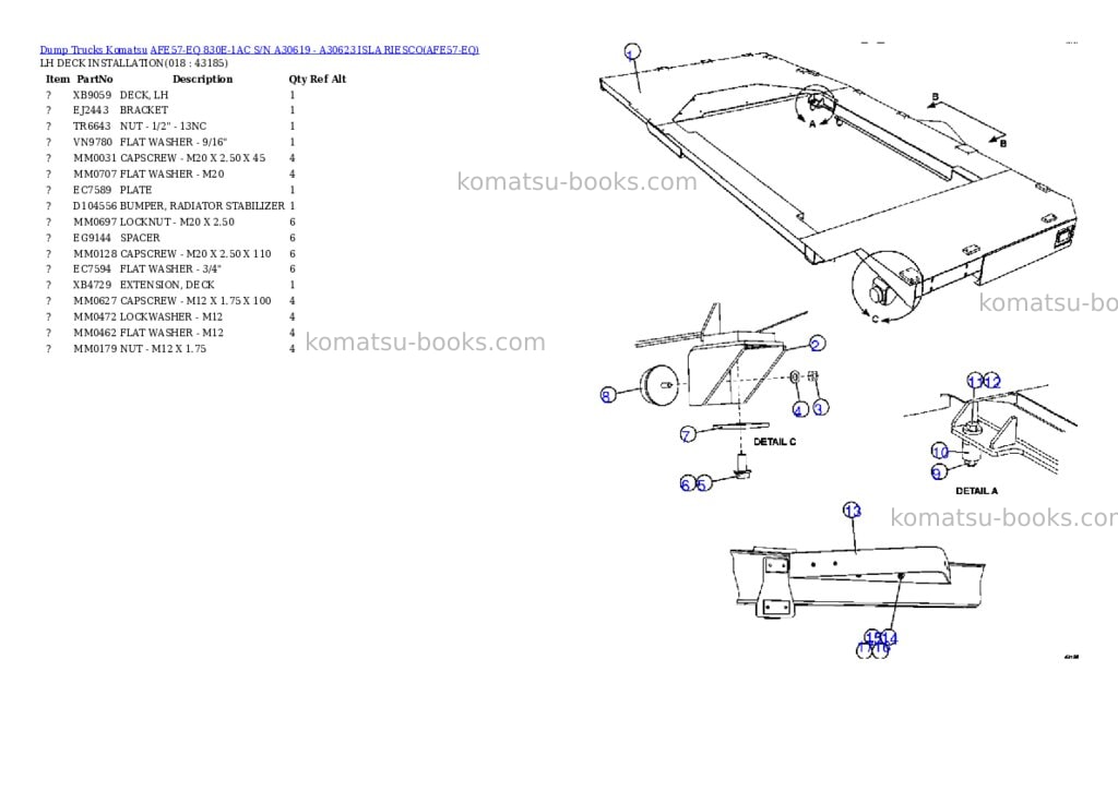 Komatsu afe57-eq 830e-1ac s/n a30619 - a30623 isla riesco Parts catalog cover Page 9