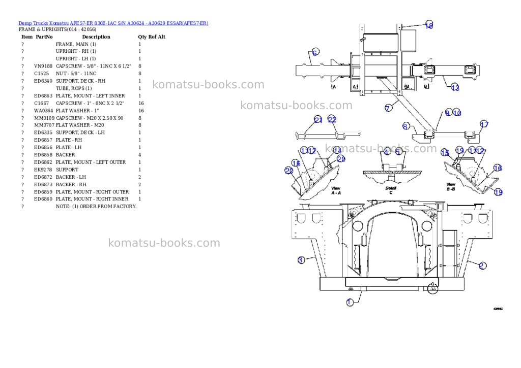 Komatsu afe57-er 830e-1ac s/n a30624 - a30629 essar Parts catalog cover Page 7