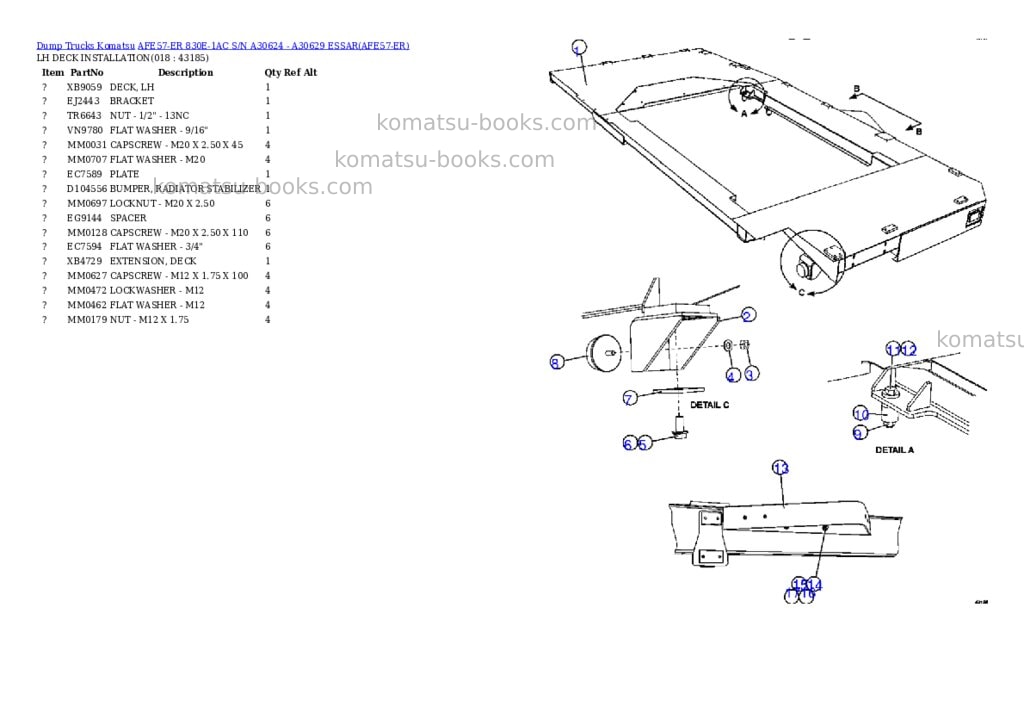 Komatsu afe57-er 830e-1ac s/n a30624 - a30629 essar Parts catalog cover Page 9