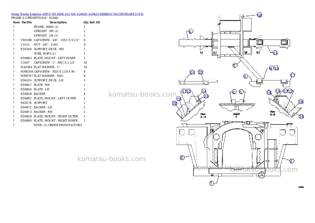 Komatsu afe57-es 830e-1ac s/n a30630 -a30631 hibbing taconite Parts catalog cover Page 7 Komatsu afe57-es 830e-1ac s/n a30630 -a30631 hibbing taconite Parts catalog cover Page 7