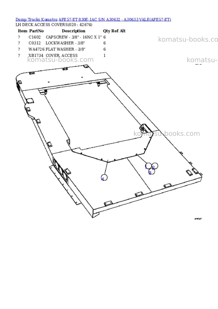 Komatsu afe57-et 830e-1ac s/n a30632 - a30633 vale Parts catalog cover Page 10