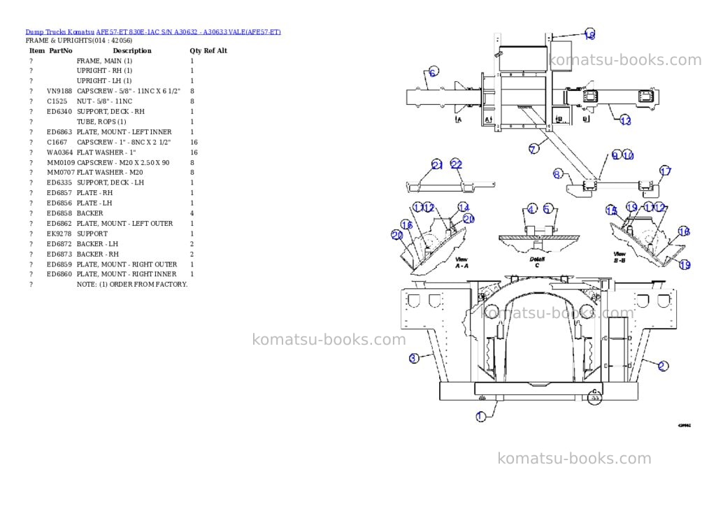 Komatsu afe57-et 830e-1ac s/n a30632 - a30633 vale Parts catalog cover Page 7