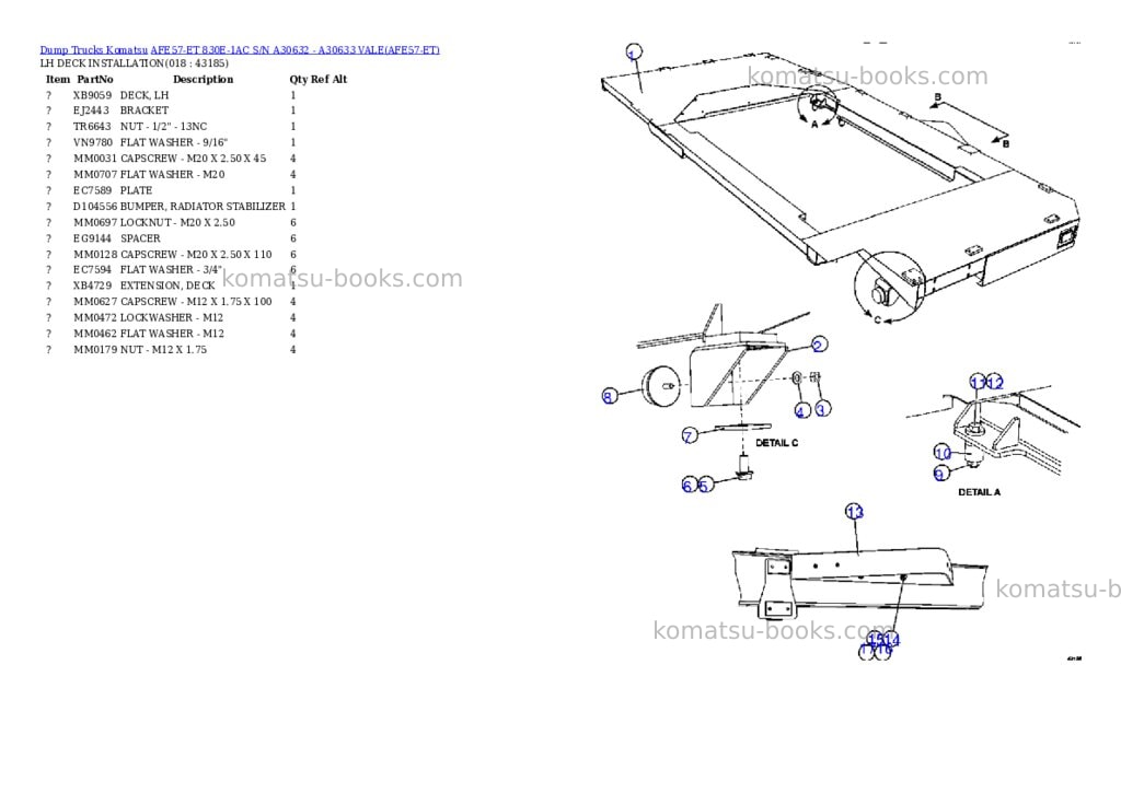 Komatsu afe57-et 830e-1ac s/n a30632 - a30633 vale Parts catalog cover Page 9