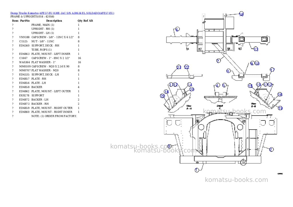Komatsu afe57-eu 830e-1ac s/n a30634 el soldado Parts catalog cover Page 7