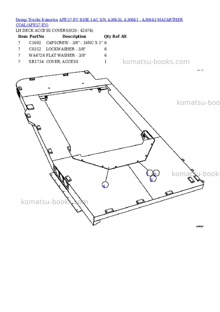 Komatsu afe57-ev 830e-1ac s/n a30635, a30641 - a30643 macarther coal Parts catalog cover Page 10