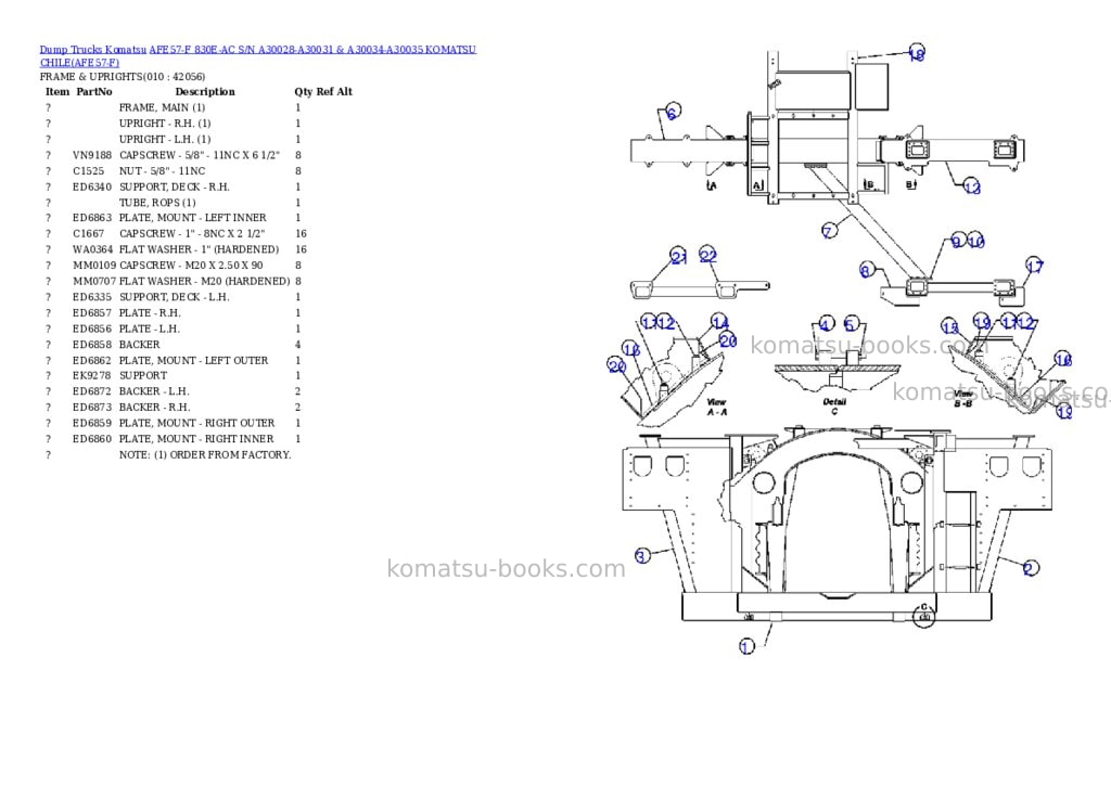 Komatsu afe57-f 830e-ac s/n a30028-a30031 & a30034-a30035 komatsu chile Parts catalog cover Page 5