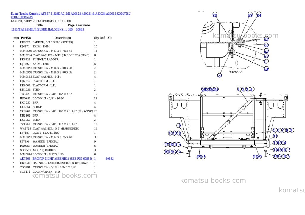 Komatsu afe57-f 830e-ac s/n a30028-a30031 & a30034-a30035 komatsu chile Parts catalog cover Page 6