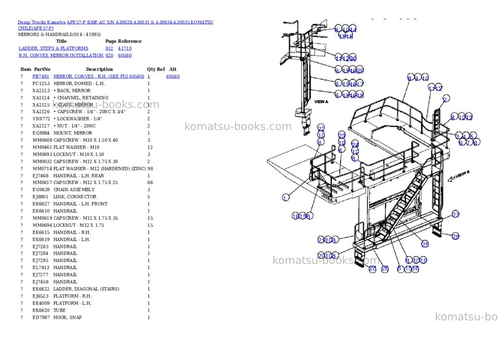 Komatsu afe57-f 830e-ac s/n a30028-a30031 & a30034-a30035 komatsu chile Parts catalog cover Page 7