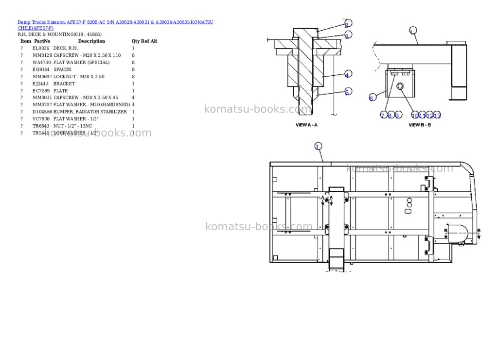 Komatsu afe57-f 830e-ac s/n a30028-a30031 & a30034-a30035 komatsu chile Parts catalog cover Page 9