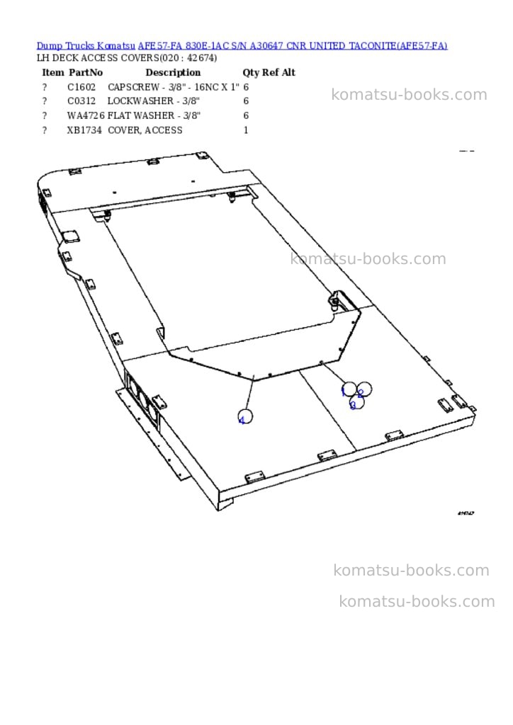 Komatsu afe57-fa 830e-1ac s/n a30647 cnr united taconite Parts catalog cover Page 10