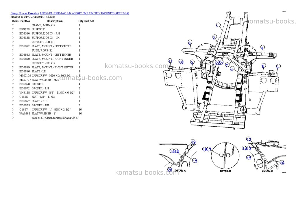 Komatsu afe57-fa 830e-1ac s/n a30647 cnr united taconite Parts catalog cover Page 7