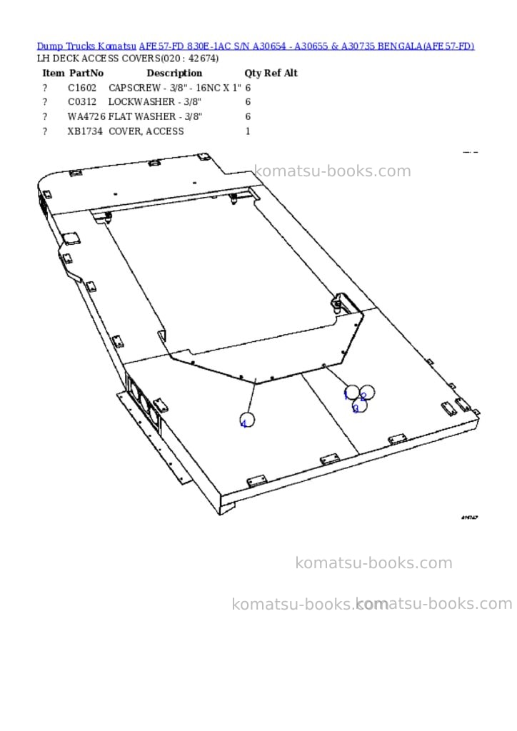 Komatsu afe57-fd 830e-1ac s/n a30654 - a30655 & a30735 bengala Parts catalog cover Page 10