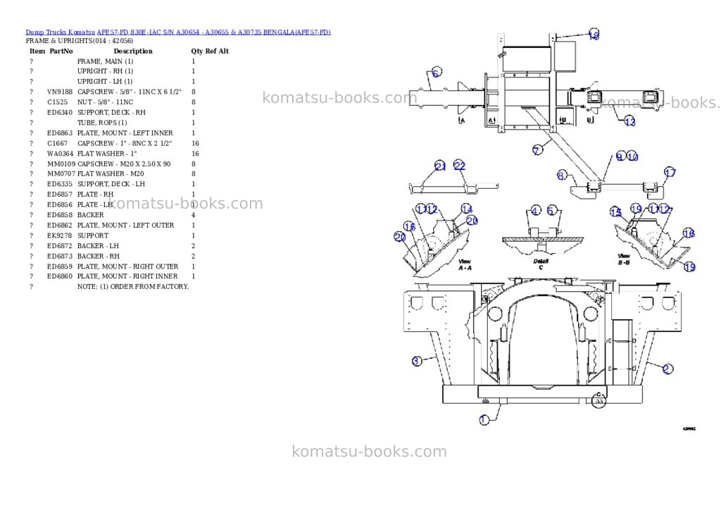Komatsu afe57-fd 830e-1ac s/n a30654 - a30655 & a30735 bengala Parts catalog cover Page 7