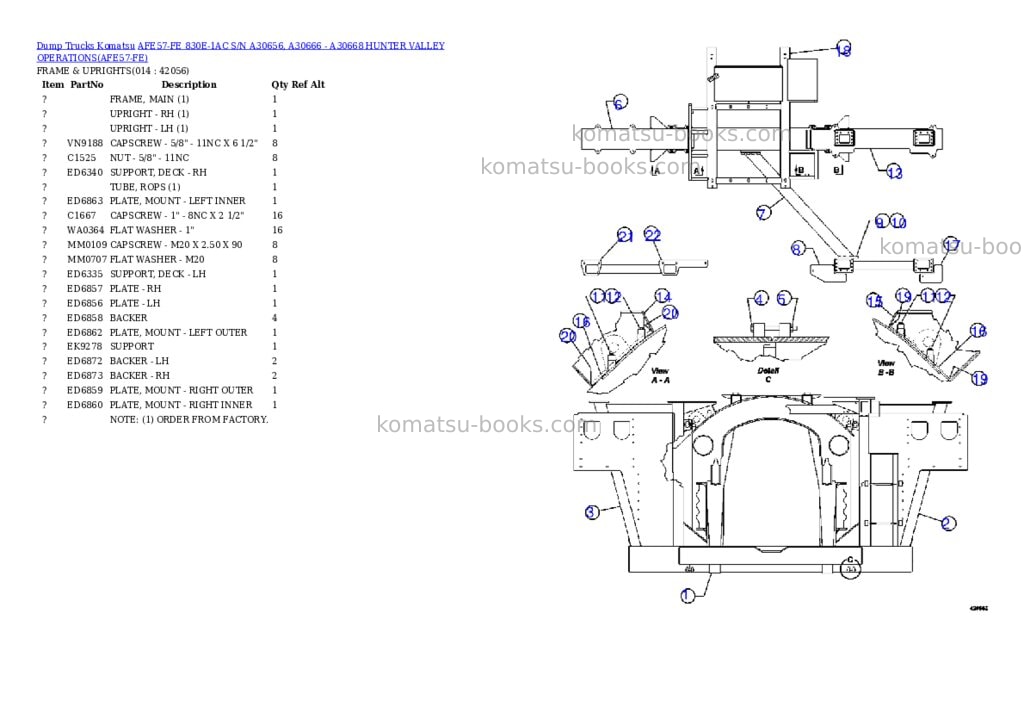 Komatsu afe57-fe 830e-1ac s/n a30656, a30666 - a30668 hunter valley operations Parts catalog cover Page 7 Komatsu afe57-fe 830e-1ac s/n a30656, a30666 - a30668 hunter valley operations Parts catalog cover Page 7