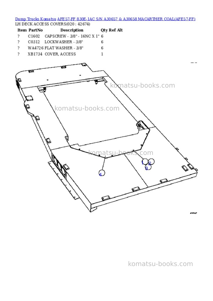Komatsu afe57-ff 830e-1ac s/n a30657 & a30658 macarther coal Parts catalog cover Page 10 Komatsu afe57-ff 830e-1ac s/n a30657 & a30658 macarther coal Parts catalog cover Page 10