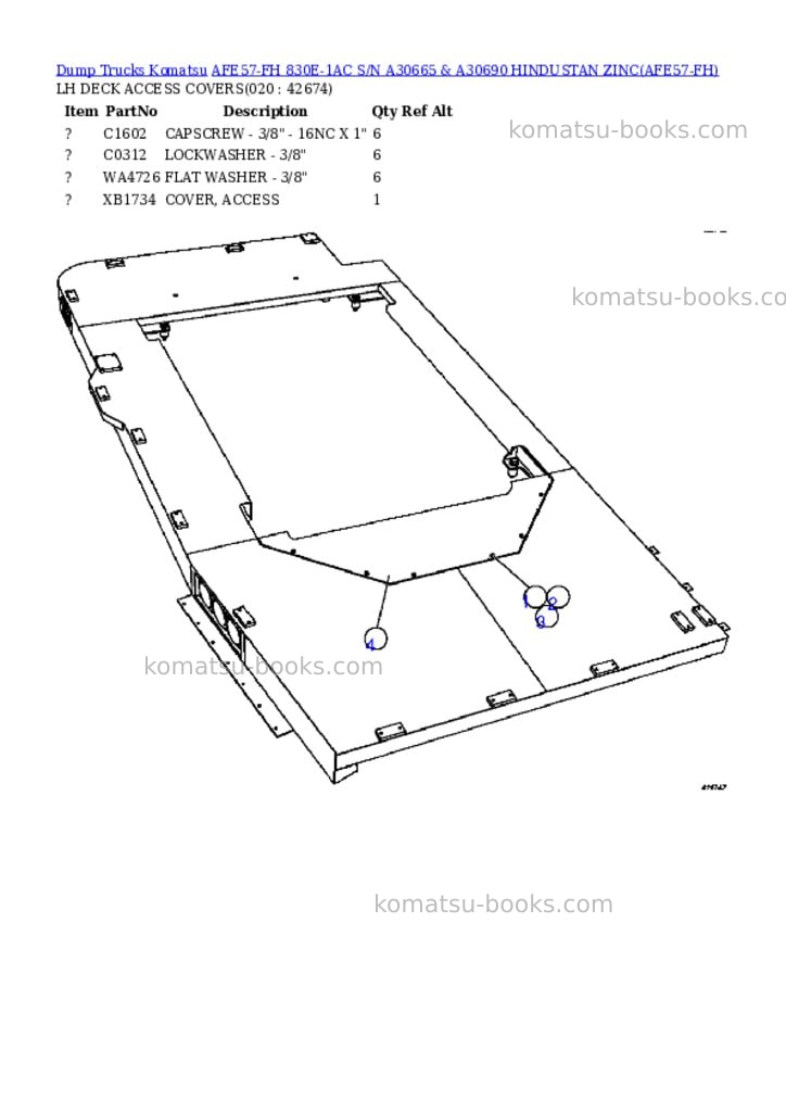 Komatsu afe57-fh 830e-1ac s/n a30665 & a30690 hindustan zinc Parts catalog cover Page 10