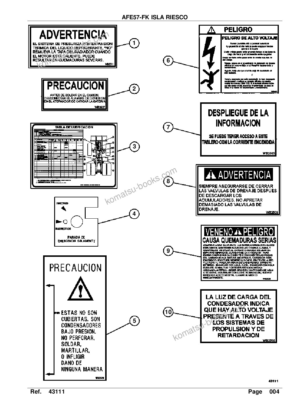 Komatsu afe57-fk 830e-1ac s/n a30671 - a30672 & a30679 - a30680 isla riesco Parts catalog cover Page 6 Komatsu afe57-fk 830e-1ac s/n a30671 - a30672 & a30679 - a30680 isla riesco Parts catalog cover Page 6