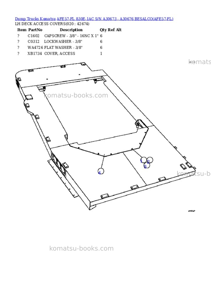 Komatsu afe57-fl 830e-1ac s/n a30673 - a30676 besalco Parts catalog cover Page 10