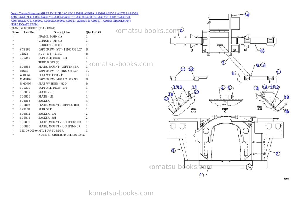 Komatsu afe57-fn 830e-1ac s/n a30688-a30689, a30698-a30703, a30705-a30708, a30713-a30714, a30728-a30731, a30736-a30737, a30749-a30752, a30756, a30776-a30778, a30788-a30790, a30803, a30805-a30806, a30817, a30834 & a30847 - a30850 brockman / hope downs / paraburdoo Parts catalog cover Page 7 Komatsu afe57-fn 830e-1ac s/n a30688-a30689, a30698-a30703, a30705-a30708, a30713-a30714, a30728-a30731, a30736-a30737, a30749-a30752, a30756, a30776-a30778, a30788-a30790, a30803, a30805-a30806, a30817, a30834 & a30847 - a30850 brockman / hope downs / paraburdoo Parts catalog cover Page 7