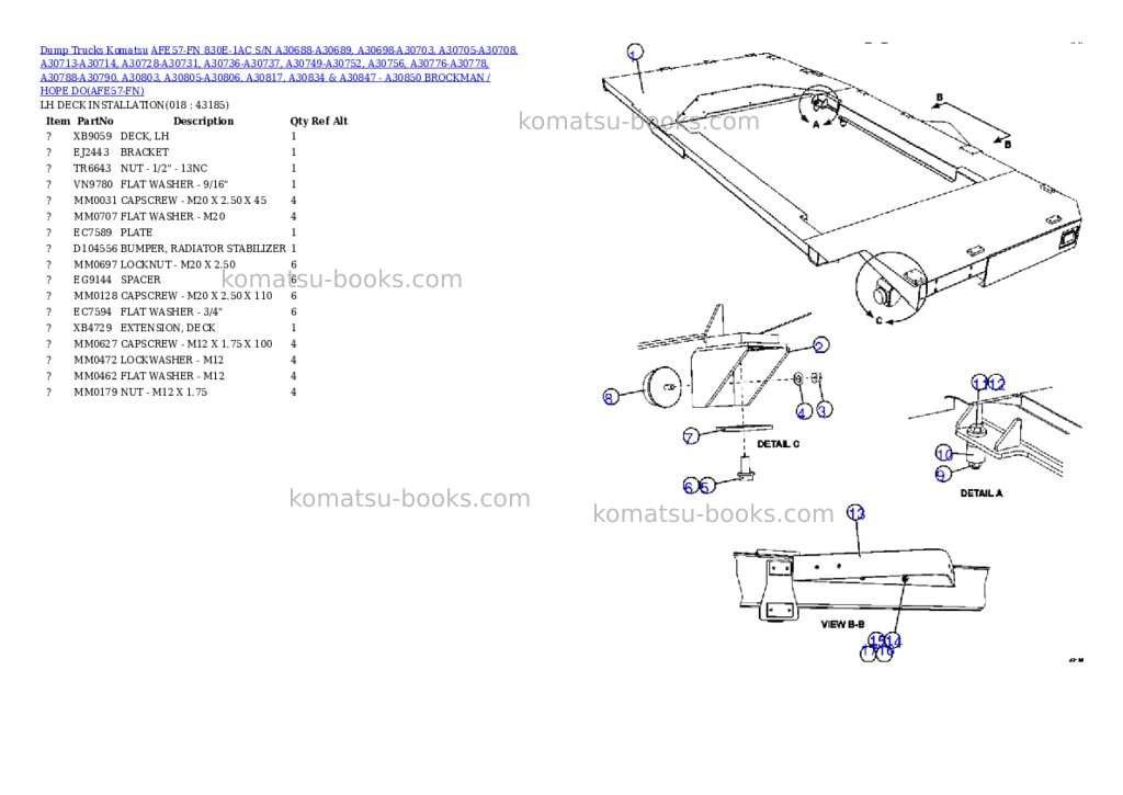 Komatsu afe57-fn 830e-1ac s/n a30688-a30689, a30698-a30703, a30705-a30708, a30713-a30714, a30728-a30731, a30736-a30737, a30749-a30752, a30756, a30776-a30778, a30788-a30790, a30803, a30805-a30806, a30817, a30834 & a30847 - a30850 brockman / hope downs / paraburdoo Parts catalog cover Page 9 Komatsu afe57-fn 830e-1ac s/n a30688-a30689, a30698-a30703, a30705-a30708, a30713-a30714, a30728-a30731, a30736-a30737, a30749-a30752, a30756, a30776-a30778, a30788-a30790, a30803, a30805-a30806, a30817, a30834 & a30847 - a30850 brockman / hope downs / paraburdoo Parts catalog cover Page 9