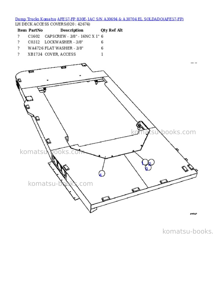 Komatsu afe57-fp 830e-1ac s/n a30694 & a30704 el soldado Parts catalog cover Page 10
