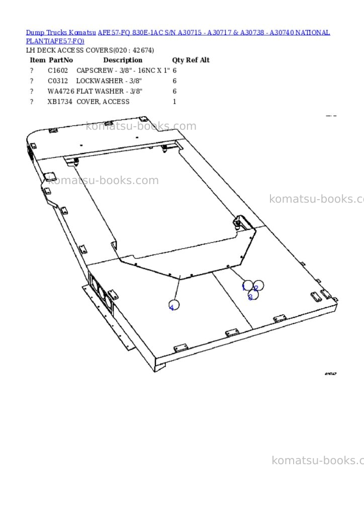 Komatsu afe57-fq 830e-1ac s/n a30715 - a30717 & a30738 - a30740 national plant Parts catalog cover Page 10
