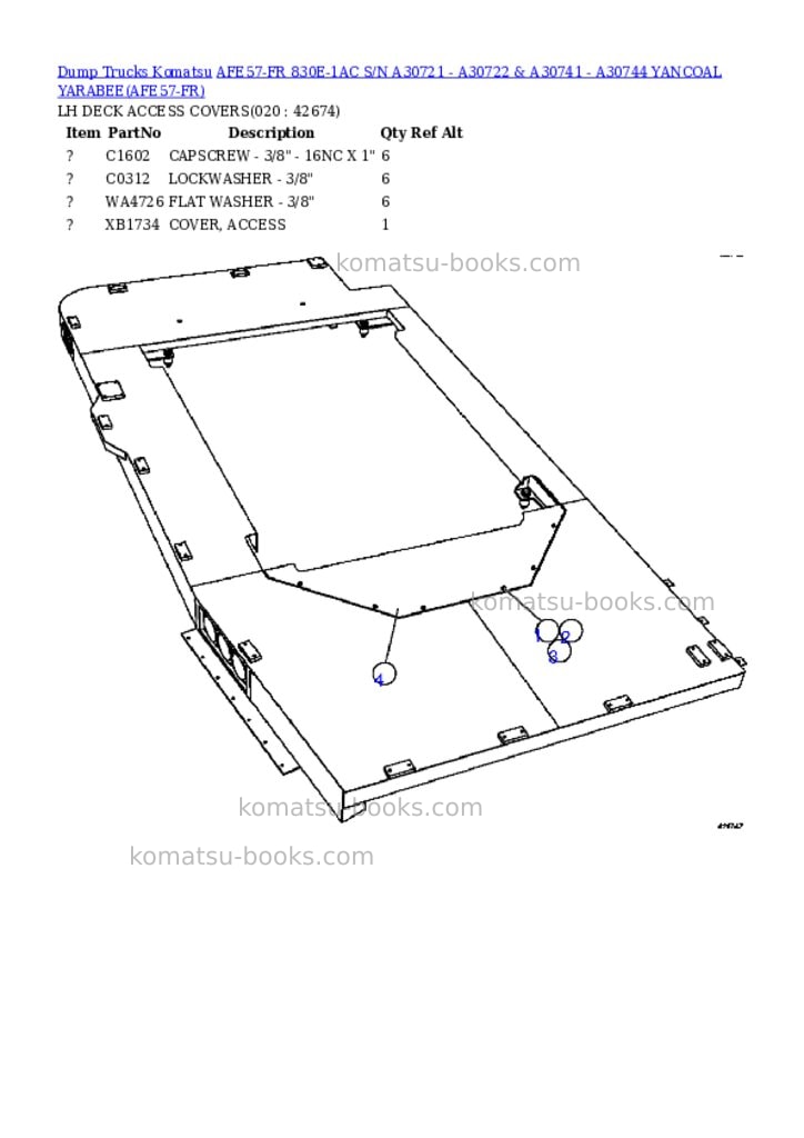 Komatsu afe57-fr 830e-1ac s/n a30721 - a30722 & a30741 - a30744 yancoal yarabee Parts catalog cover Page 10 Komatsu afe57-fr 830e-1ac s/n a30721 - a30722 & a30741 - a30744 yancoal yarabee Parts catalog cover Page 10