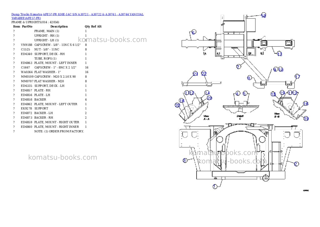Komatsu afe57-fr 830e-1ac s/n a30721 - a30722 & a30741 - a30744 yancoal yarabee Parts catalog cover Page 7 Komatsu afe57-fr 830e-1ac s/n a30721 - a30722 & a30741 - a30744 yancoal yarabee Parts catalog cover Page 7