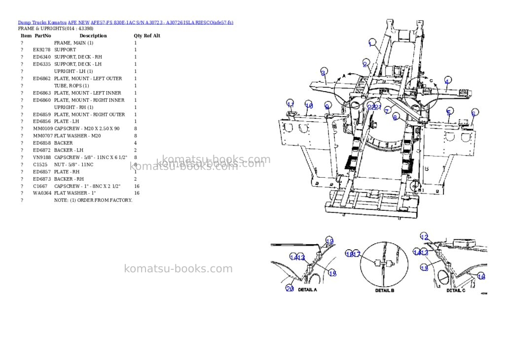 Komatsu afe57-fs 830e-1ac s/n a30723 - a30726 isla riesco Parts catalog cover Page 7