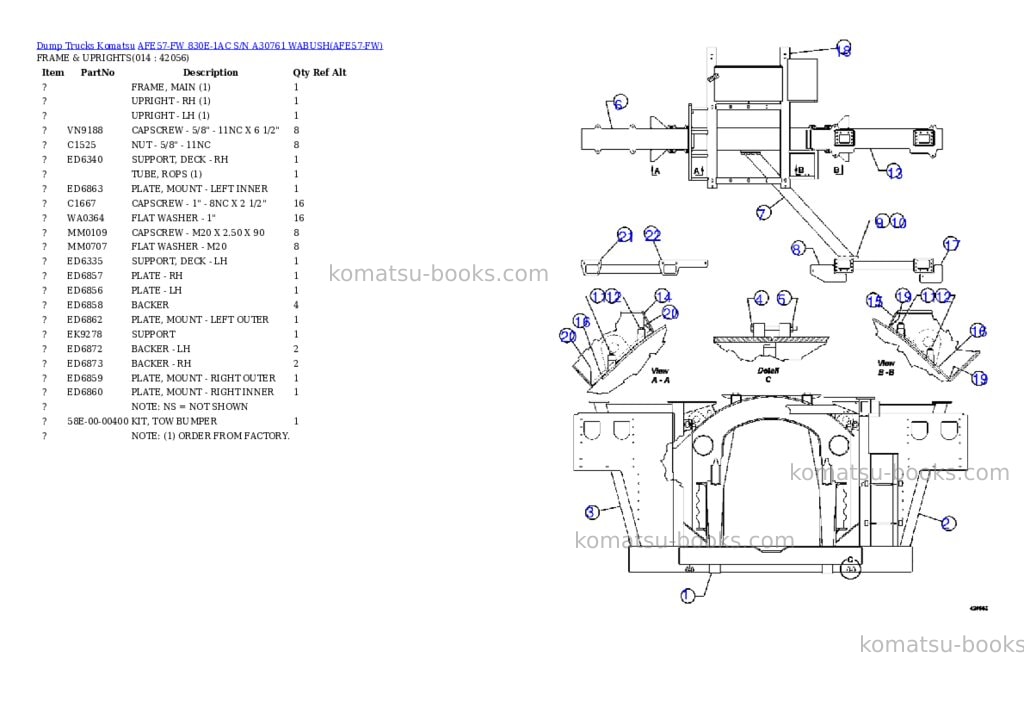 Komatsu afe57-fw 830e-1ac s/n a30761 wabush Parts catalog cover Page 7